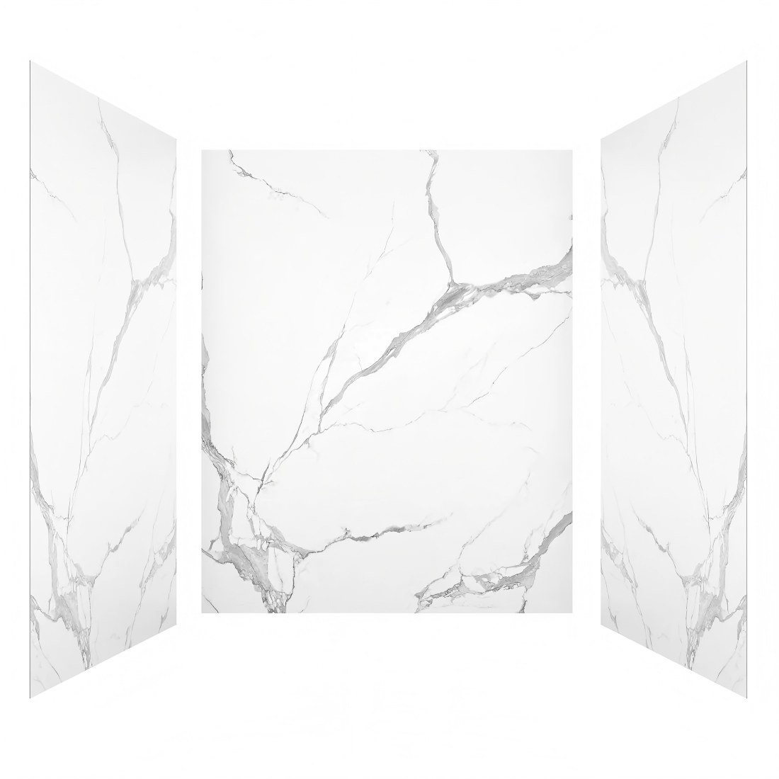 Kit de 3 piezas para paneles de revestimiento de pared de ducha de mármol blanco
   