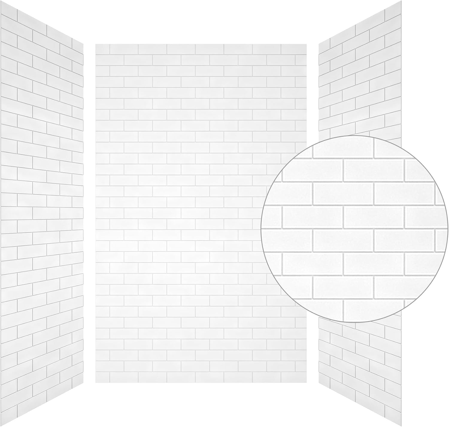 Kit de revestimiento de pared para ducha clásico blanco de 3 piezas
   