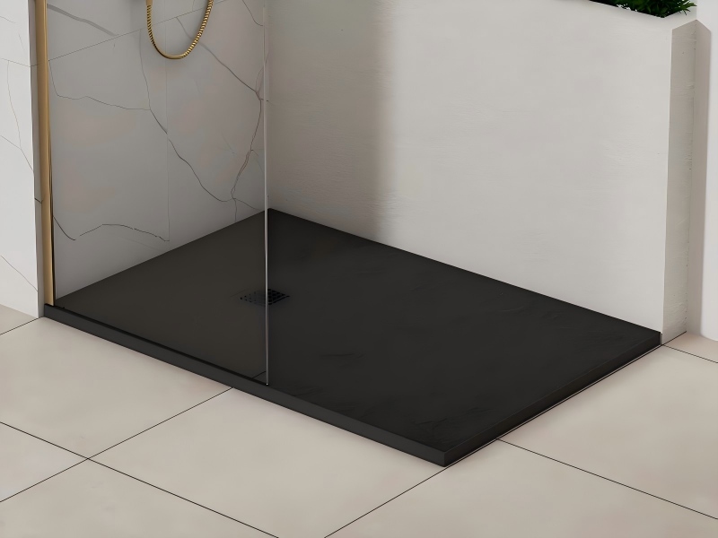 Base de ducha SMC de 1200x800 mm en color negro, color pizarra.
   